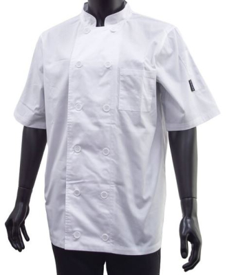 MENS SHORT SLEEVED VENTS CHEF JACKET WHITE X-LARGE