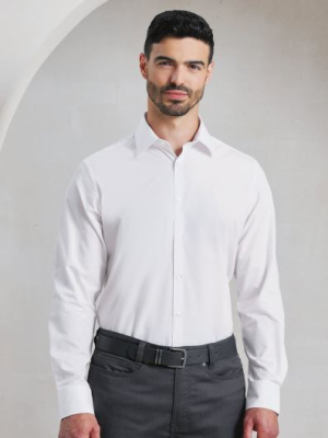 MEN'S WHITE LONG SLEEVE POPLIN SHIRT EXTRA SMALL