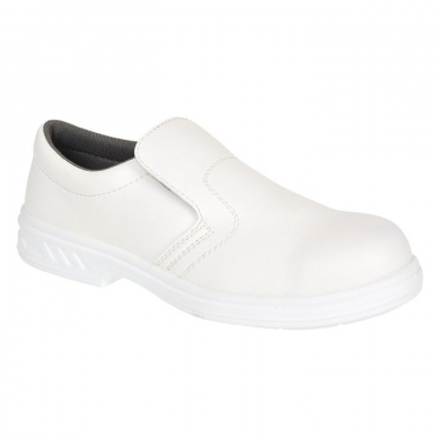 FW81 WHITE STEEL MICROFIBRE SLIP ON SHOES SIZE 35