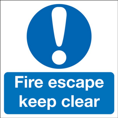 KEEP CLEAR FIRE EXIT' SELF ADHESIVE SIGN 150X450MM