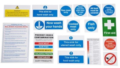 SENIOR HYGIENE CATERING PACK 17 SELF ADHESIVE SIGNS