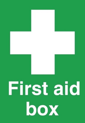FIRST AID SYMBOL BOX SIGN 250X100MM S/A