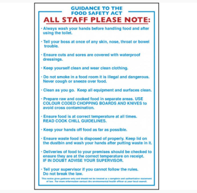 GUIDANCE TO THE FOOD SAFETY ACT SIGN S/A 300X200MM