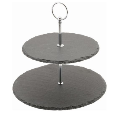 GENWARE SLATE NATURAL EDGE 2-TIER CAKE STAND 9Inch