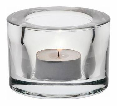 GLASS TEALIGHT HOLDER 8CM CLEAR x12