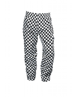 CHEFS TROUSER BAGGIES 30-32'' SMALL BLACK/WHITE CHECK