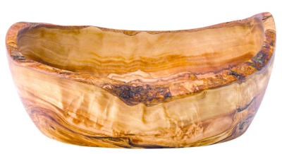 UTOPIA OLIVE WOOD RUSTIC OVAL BOWL 7.7X5.3Inch+/-