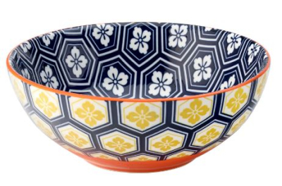 UTOPIA CADIZ VITRIFIED PORCELAIN BLUE/ORANGE BOWL 6.3Inch
