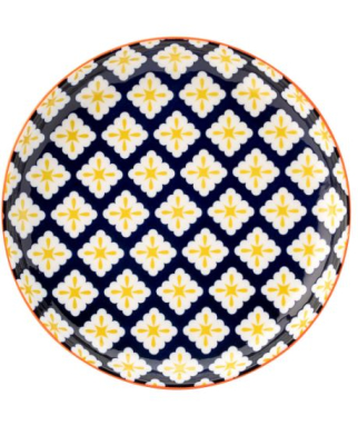 UTOPIA CADIZ VITRIFIED PORCELAIN BLUE/ORANGE PLATE 8Inch