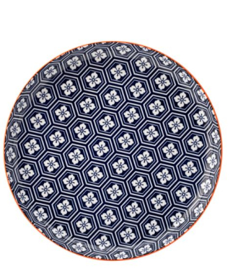 UTOPIA CADIZ VITRIFIED PORCELAIN BLUE/ORANGE PLATE 10.6Inch