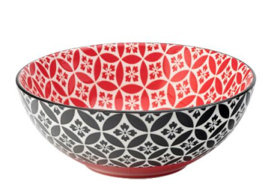 UTOPIA CADIZ VITRIFIED PORCELAIN RED/BLACK BOWL 6.3Inch