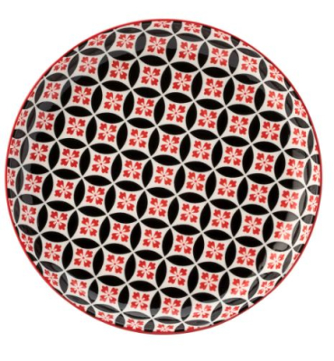 UTOPIA CADIZ VITRIFIED PORCELAIN RED/BLACK PLATE 8Inch