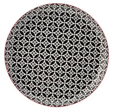 UTOPIA CADIZ VITRIFIED PORCELAIN RED/BLACK PLATE 10.6Inch