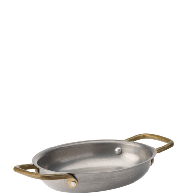 VINTAGE BRASS HANDLED OVAL DISH 16.5 X 12.5CM