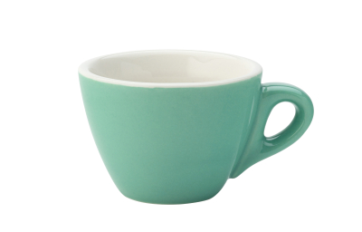 UTOPIA SUPER VITRIFIED PORCELAIN BARISTA GREEN FLAT WHITE CUP 5.5OZ