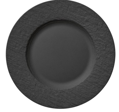 ROCK SHALE BLACK 27CM FLAT RIMMED PLATE
