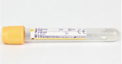 VACUTAINER BLOOD SAMPLE TUBE PLASTIC GOLD 5ML W/GEL SST11