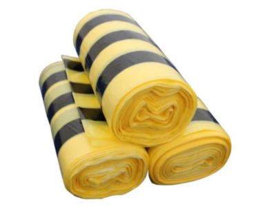YELLOW TIGER STRIPE DUTY WASTE SACKS ON ROLL 30L X1000