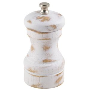WHITE WASH FINISH WOODEN SALT PEPPER GRINDER 10CM