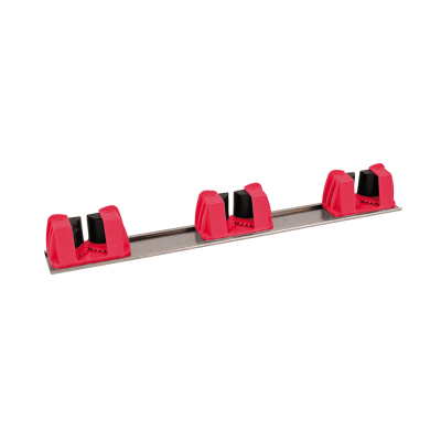 RED WALL TIDY/BRACKET WITH 3 CLIPS FOR BROOMS