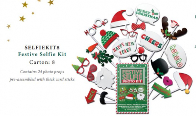 CHRISTMAS FESTIVE SELFIE KIT 8 PACKS OF 24 PHOTO PROPS