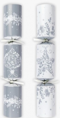 10Inch SILVER & WHITE BAUBLE CRACKERS